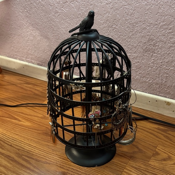 Anthropologie Rotating Black Birdcage Jewelry Holder